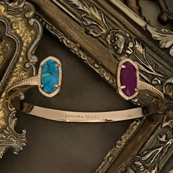 KENDRA SCOTT • Customized Turquoise Rose Gold Elton Purple Agate Cuff Bracelet - Picture 3 of 3